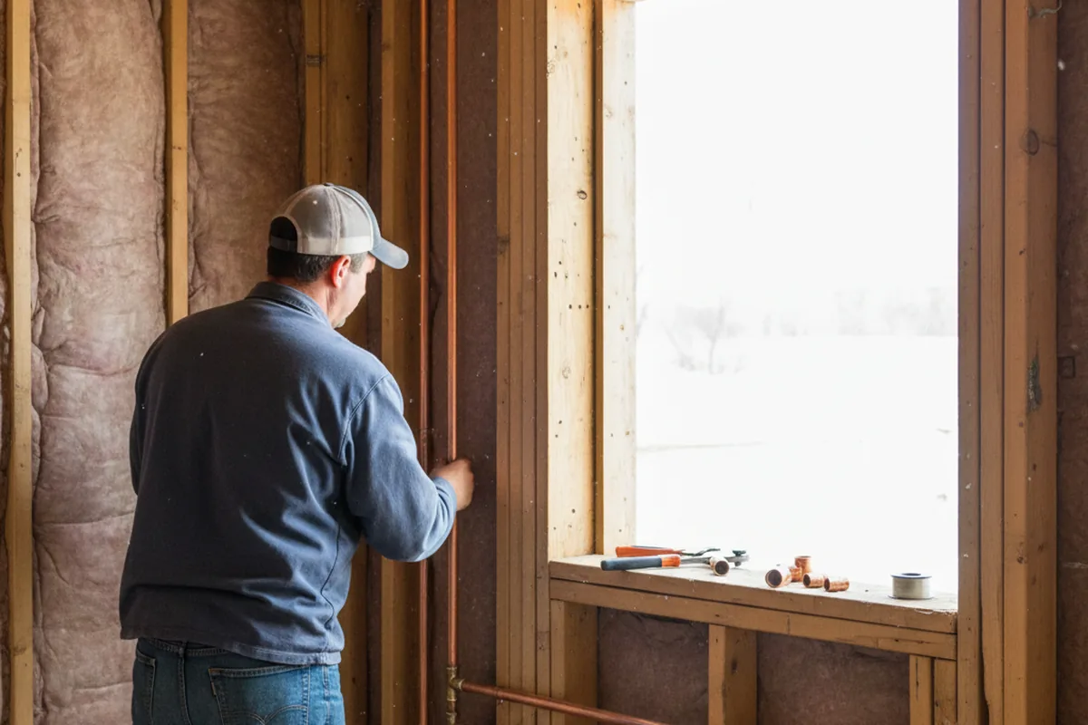 Licensed plumber running new copper supply lines in a Donner home