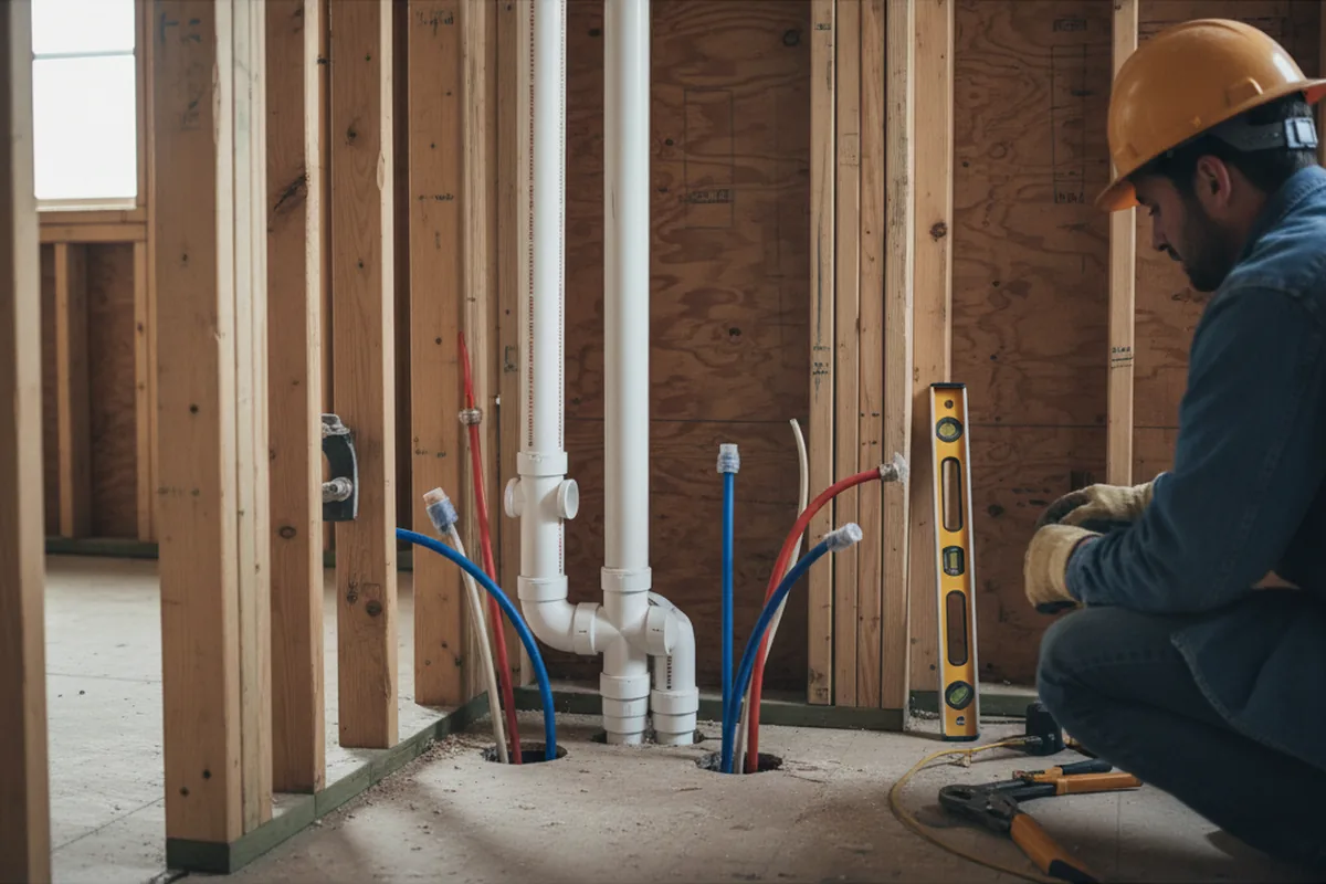 Drain and supply rough-in during Sump Pump Repair in Donner